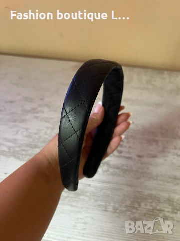 Черна кожена диадема нашита с мека вътрешна част 🖤, снимка 5 - Аксесоари за коса - 52333142