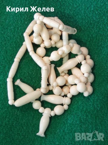 СЛОНОВА КОСТ Старо КОЛИЕ ОГЪРЛИЦА ИЗКЛЮЧИТЕЛНО ФИНА РЪЧНА МАЙСТОРСКА ИЗРАБОТКА РЕТРО АРТ БИЖУ 34720, снимка 3 - Антикварни и старинни предмети - 39140227