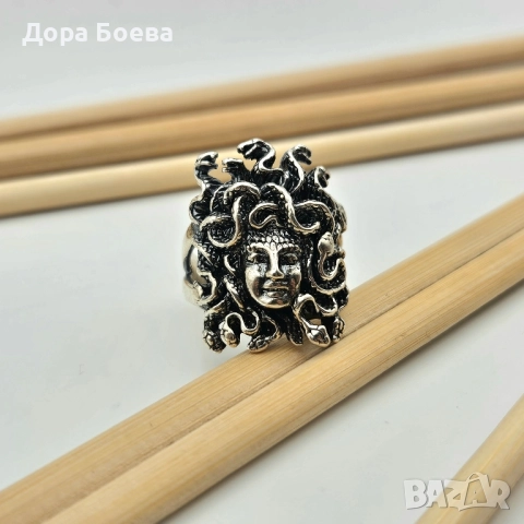 Сребърен пръстен: "Горгона", снимка 2 - Пръстени - 52448284