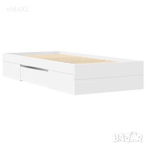 vidaXL Рамка за легло, бяла, 90x200 см, масивно дърво, снимка 7 - Спални и легла - 56146891