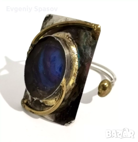 Винтидж Ръчно изработена Гривна La Tappy, Френски Бруталист Модернист от 1970-те, снимка 2 - Гривни - 51591276