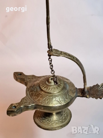 стара бронзова маслена лампа 28/4, снимка 5 - Антикварни и старинни предмети - 51942247