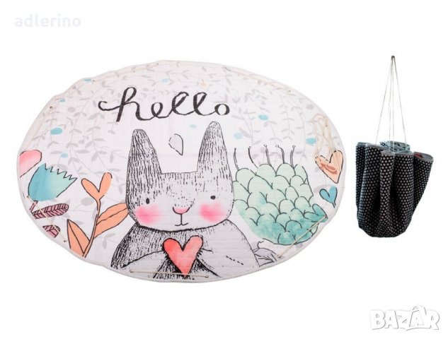 Постелка за игра, чанта за играчки, мотив Заек, 144 см, подложка за игра за бебе, снимка 2 - Детски матраци - 34312373