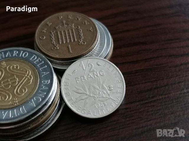 Монета - Франция - 1/2 (половин) франк | 1965г., снимка 1 - Нумизматика и бонистика - 35765413