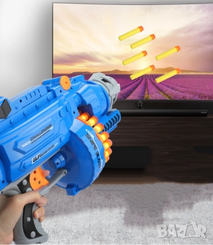   Голям детски пистолет с меки стрели 