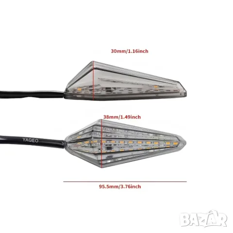 Динамични LED мигачи с бяла DRL светлина и лепящ монтаж 2 броя, снимка 3 - Аксесоари и консумативи - 55865957