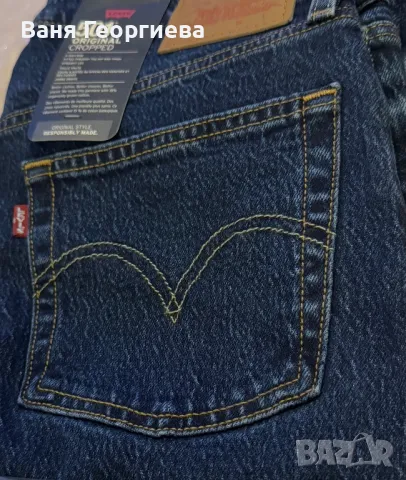 Оригинални Дамски Дънки Levi's Strauss Lot 501 Cropped Тъмно Сини, снимка 7 - Дънки - 48254223