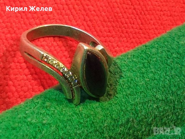 РАЗКОШЕН СКЪПОЦЕНЕН СРЕБЪРЕН ПРЪСТЕН СРЕБРО 925 с ШЛИФОВАН ЧЕРЕН ОНИКС и  ФАСЕТИРАНИ ЦИРКОНИ 43795, снимка 3 - Пръстени - 44659428