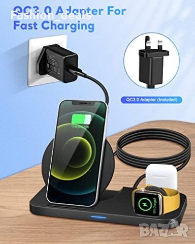 Ново 3в1 безжично зарядно устройство/10W док станция за бързо зареждане , снимка 7 - Друга електроника - 41576003
