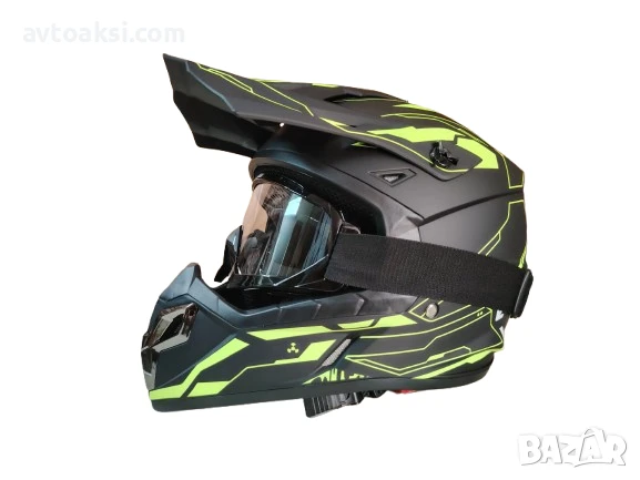 Каска Крос Мотор/Скутер/Бъги/Вело/АТВ с очила, снимка 4 - Аксесоари и консумативи - 50603205