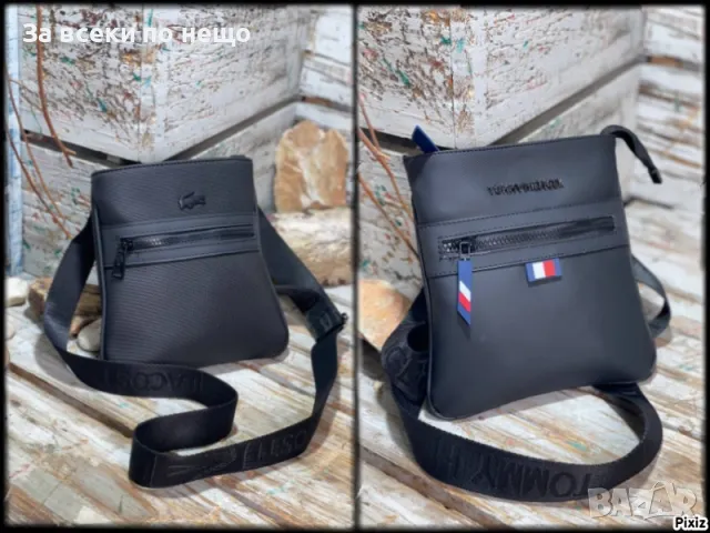 Мъжка черна чанта Tommy Hilfiger🔝Lacoste Код D963