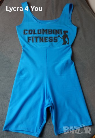 Син къс спортен гащеризон с ликра и надпис Colombini Fitness, снимка 2 - Гащеризони - 41629410