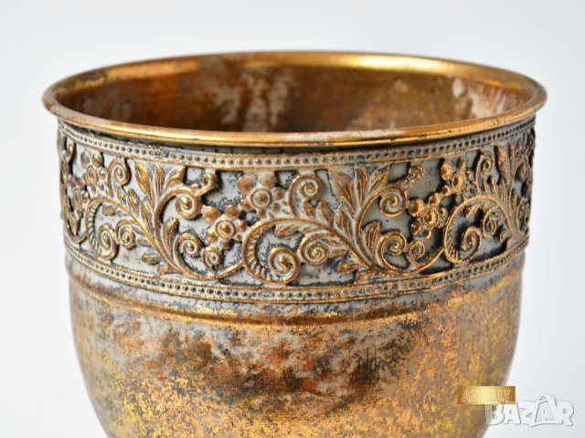 Декоративна кашпа - бокал / Метална кашпа за цветя с орнаменти, снимка 9 - Саксии и кашпи - 40512854