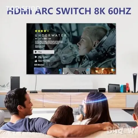 Нов HDMI Сплитер 3 в 1 за 8K, 4K PS5, Xbox, Apple TV с iOS управление, снимка 7 - Друга електроника - 49498040