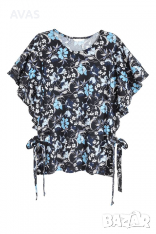 Нова блуза - 60% H&M S M размер на цветя с връзки и волани, снимка 2 - Корсети, бюстиета, топове - 36346283