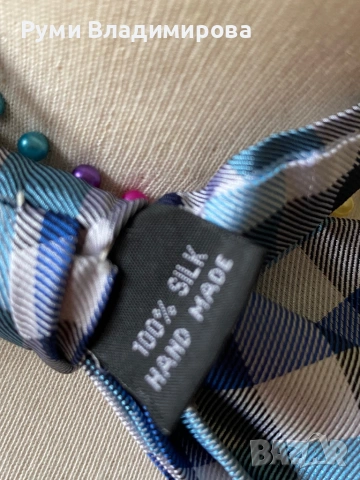 Синя папийонка от 100 % коприна, снимка 8 - Сака - 52505606