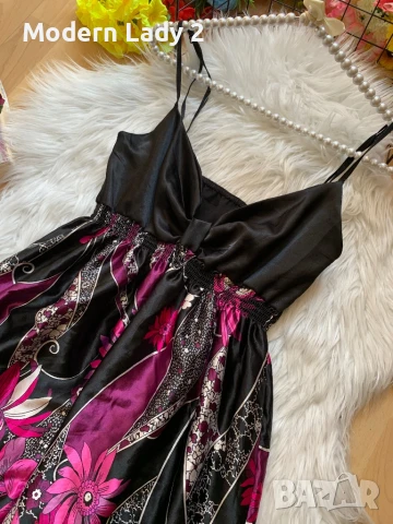 Сатенена рокля балон, снимка 2 - Рокли - 51005454