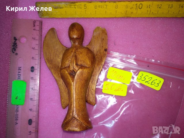 АРХАНГЕЛ АНГЕЛ СТАРА ДЪРВЕНА ФИГУРКА АРТ ДЪРВОРЕЗБА МАЙСТОРСКА ИЗРАБОТКА СТАТУЕТКА 35263, снимка 8 - Статуетки - 44187271