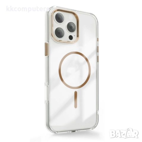 Силиконов кейс bSmart Clear Thin Magsafe, За iPhone 17 Pro (6.3), Златен и Протектор, снимка 2 - Резервни части за телефони - 52490932