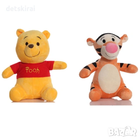 4бр плюшени играчки Мечо Пух Pooh, Прасчо, Прасенцето Йори и Тигър 25см