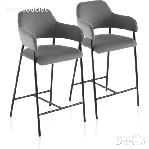 ПРОМОЦИЯ Бар столове с облегалка в сиво, к-т от 2бр C-U-BS-B0291GY