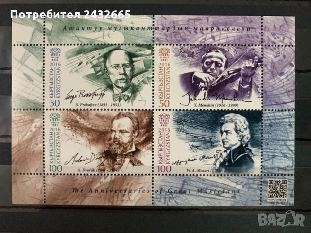 689. Киргизстан 2016 = “ Изкуство. Бележити исторически личности: Композитори  ”, **, MNH