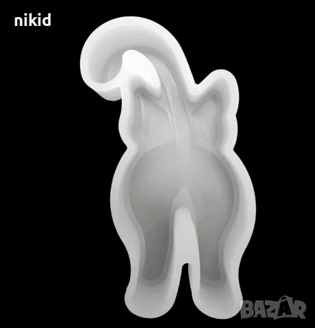 Коте Котка в гръб дълбок силиконов молд форма фондан шоколад смола гипс декор свещ, снимка 2 - Форми - 48599594
