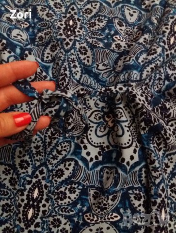 СУПЕРТЪНИЧКА и МНОГО ЛЕКА рокля с пейсли принт в сини цветове , снимка 5 - Рокли - 41381407