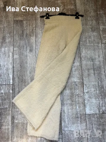 Нов вискоза висока талия топъл мек гушкав  рошав еластичен бежов nude camel панталон, снимка 3 - Панталони - 47791717