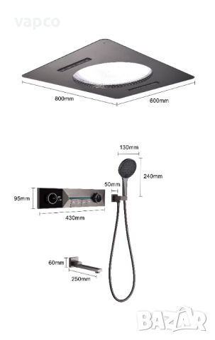 Дизайнерска душ система с таванен душ за вграждане Design D42, снимка 16 - Душове - 51488871