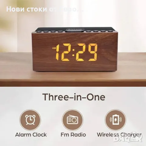 ANJANK FM радио Цифров LED будилник, Станция за бързо безжично зареждане за iPhone/Samsung Galaxy,, снимка 8 - Други - 49295916