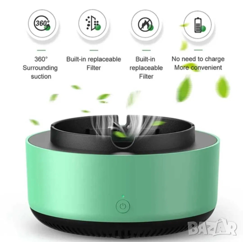 Бездимен пепелник с директно засмукване 360-градусов пречиствател на въздух с отрицателни йони, снимка 5 - Овлажнители и пречистватели за въздух - 44702020