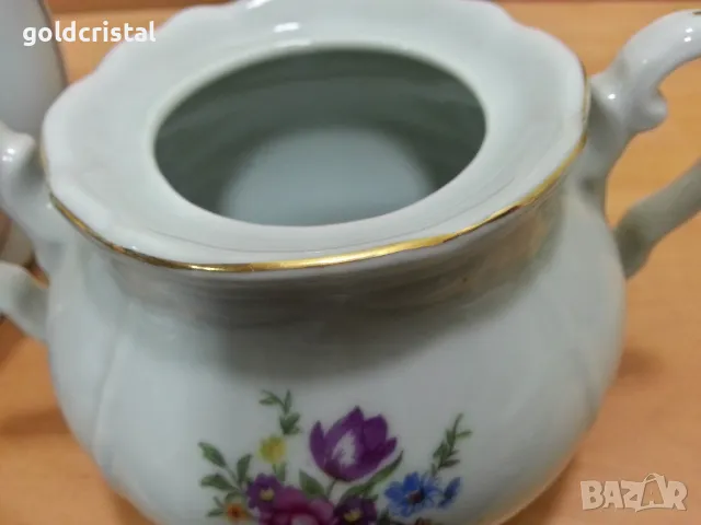 Стар български порцелан барок чайник захарница латиера , снимка 12 - Антикварни и старинни предмети - 49426985