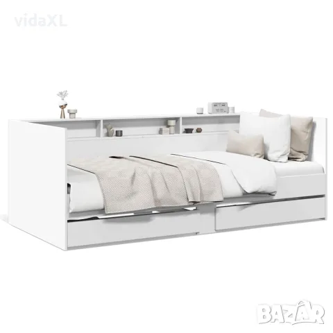 vidaXL Дневно легло с чекмеджета, без матрак, бял, 100x200 см