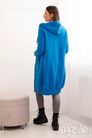 Дамски дълъг изолиран суичър с качулка, 6цвята , снимка 4 - Суичъри - 47609409