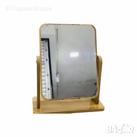 Стилно накланящо се дървено огледало с поставка