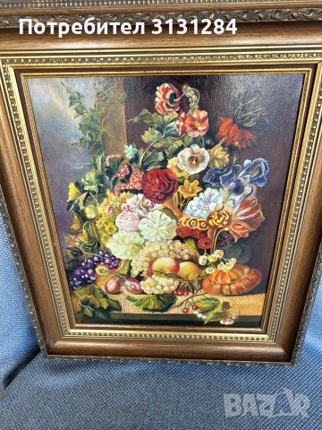 Антикварна  стара Картина   маслени бои  платно  подпис на автора, снимка 5 - Антикварни и старинни предмети - 42473432