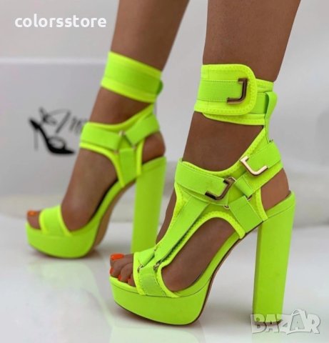 Сандали на ток - неон - R1L9213-6