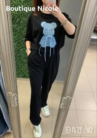 Модерен и комфортен дамски комплект с ефектно мече от деним  , снимка 1