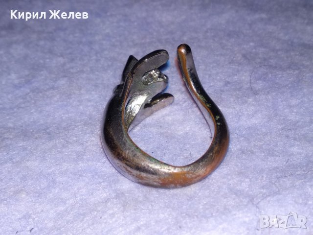 СТАР МЕДЕН НИКЕЛИРАН ФИГУРАЛЕН ВИНТИДЖ АРТ ПРЪСТЕН КОТЕ 38736, снимка 5 - Пръстени - 41761506