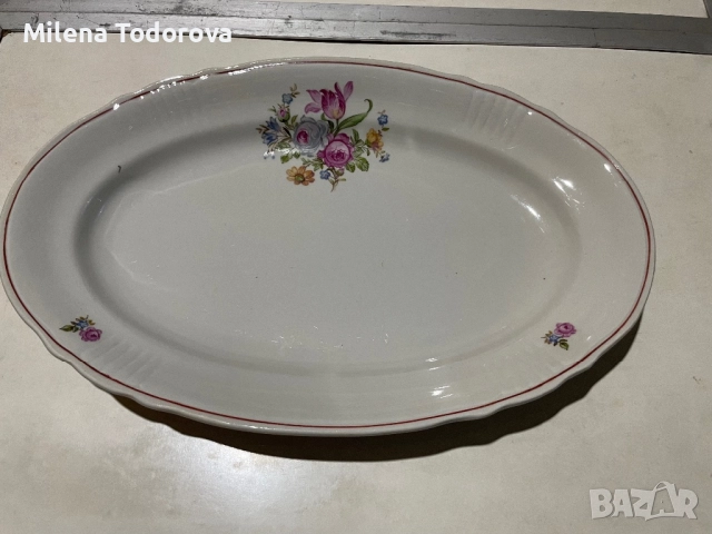  Голямо елипсовидно, порцеланово плато с маркировка