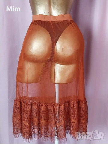 QU STYLE M/L Прозрачна пола с дантела , снимка 3 - Поли - 53346234
