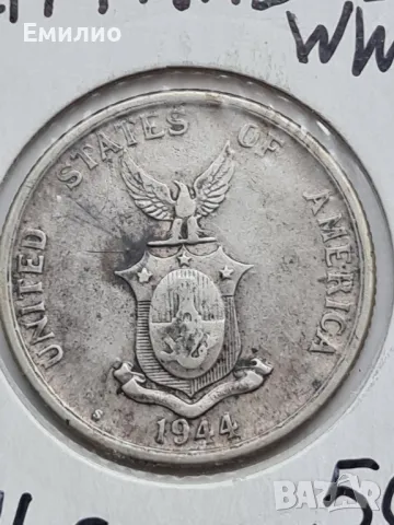 ФИЛИПИНИТЕ. 50 ЦЕНТАВОС 1944-S, снимка 2 - Нумизматика и бонистика - 50195324