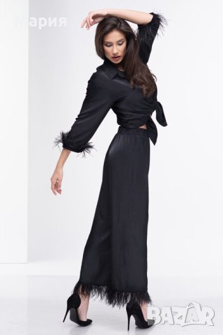 Дамска сатенена риза с пера, снимка 4 - Ризи - 42731720