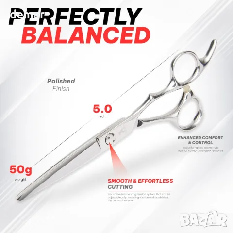 Японска стоманена ножица Shogun Ergo Premium 440C - Професионална фризьорска ножица, 5 инча, снимка 8 - Друго оборудване - 47331927