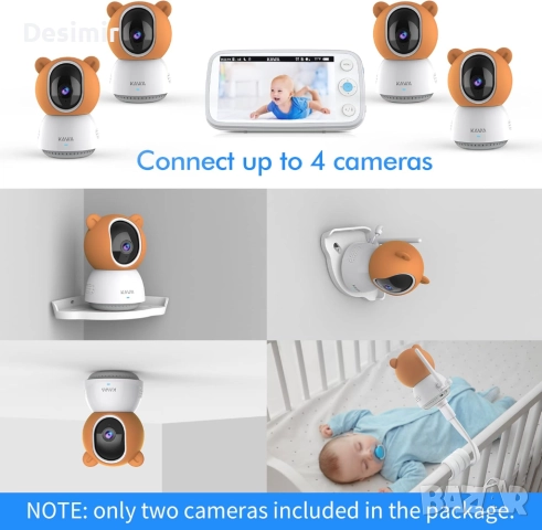 KAWA 2K видео бебефон с 5" монитор, нощно виждане, VOX звук, снимка 3 - Други - 52671920