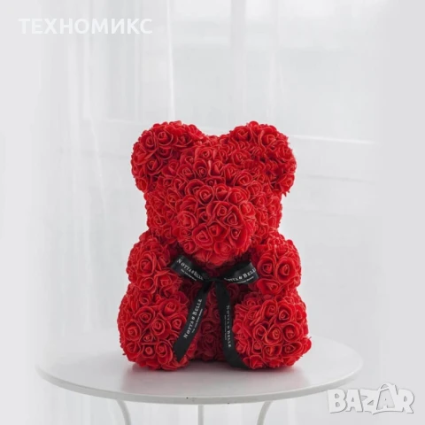 Мече от рози в кутия , 25 см, червен цвят , снимка 7 - Други стоки за дома - 39676428