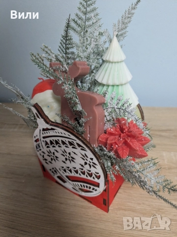 Коледен букет от соеви свещи, снимка 4 - Други - 52513813