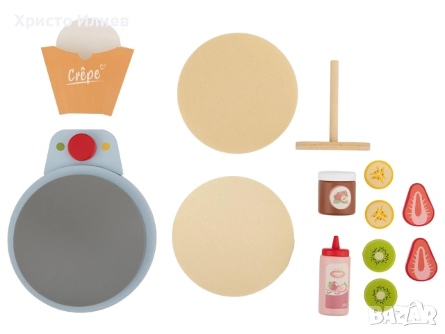 Детски дървен уред за палачинки с аксесоари Дървени кухненски играчки, снимка 4 - Други - 52344672