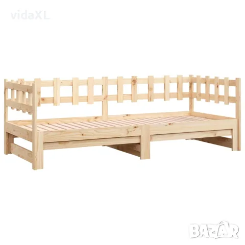 vidaXL Разтегателно дневно легло, 2x(90x200) см, борово дърво масив, снимка 10 - Спални и легла - 56148418